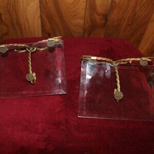 Vintage Home interior Shelves, Gold Metal Rope, Glass Top Shelf, 1970's, 5X7